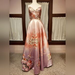 Peach/Lavender Ombre Two Piece Gown